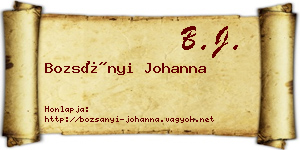 Bozsányi Johanna névjegykártya